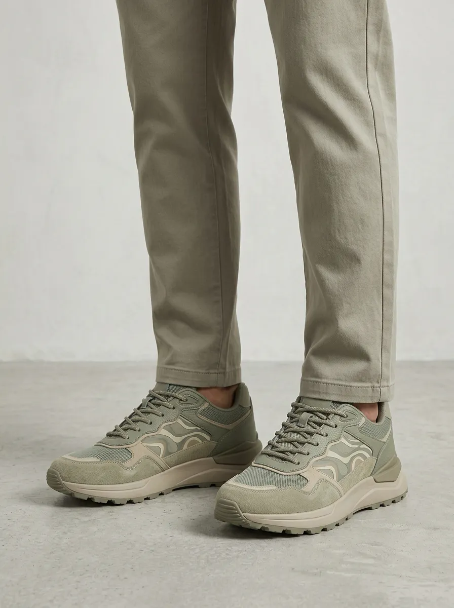 Men's Casual Wavy Pattern Print Sneakers
