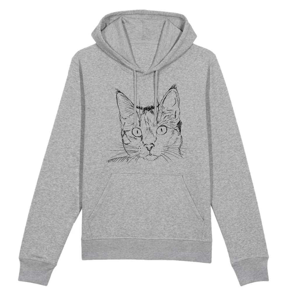 Sketch Cat Graphic Pullover Hoodie