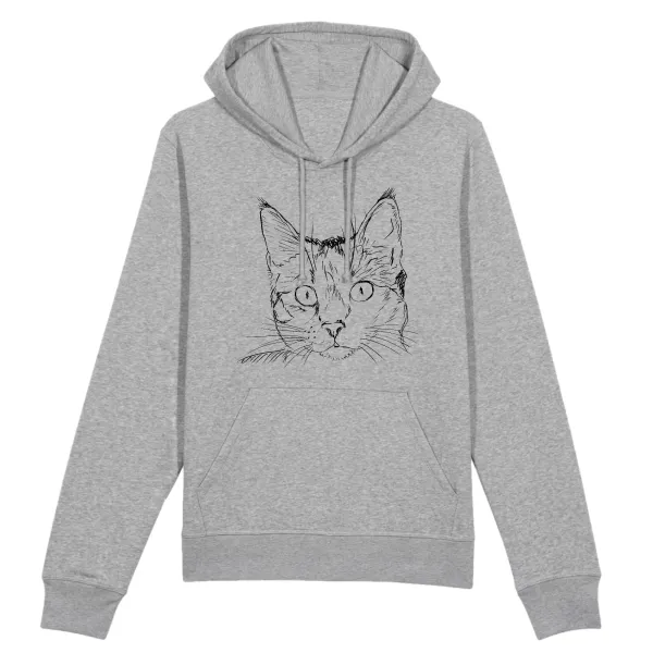 Sketch Cat Graphic Pullover Hoodie