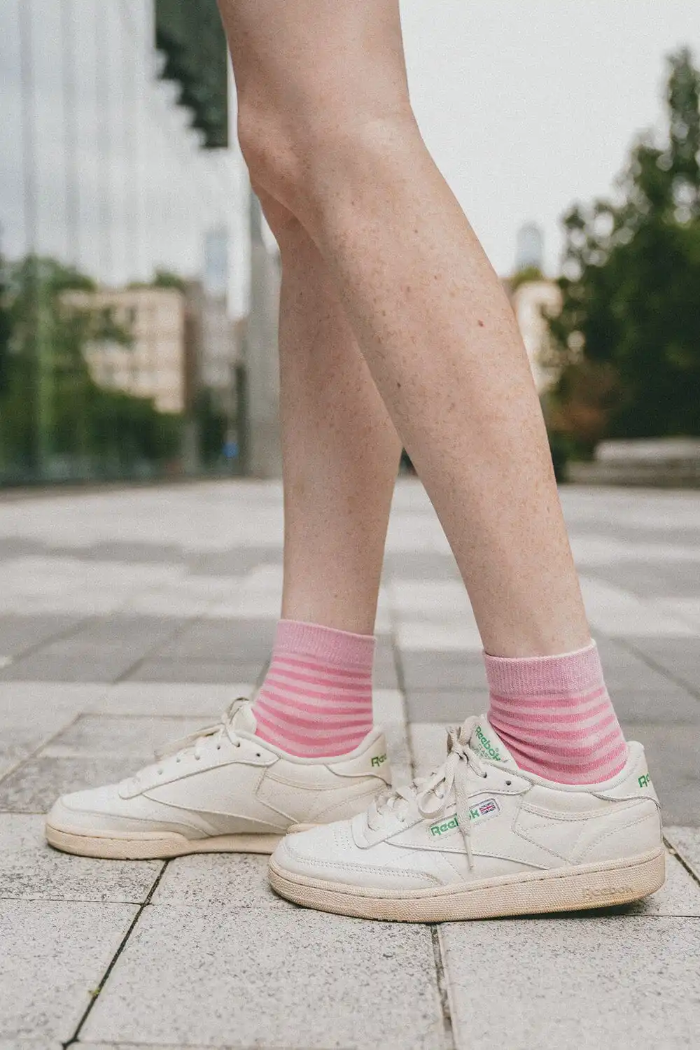 Pink Stripe Ankle Socks