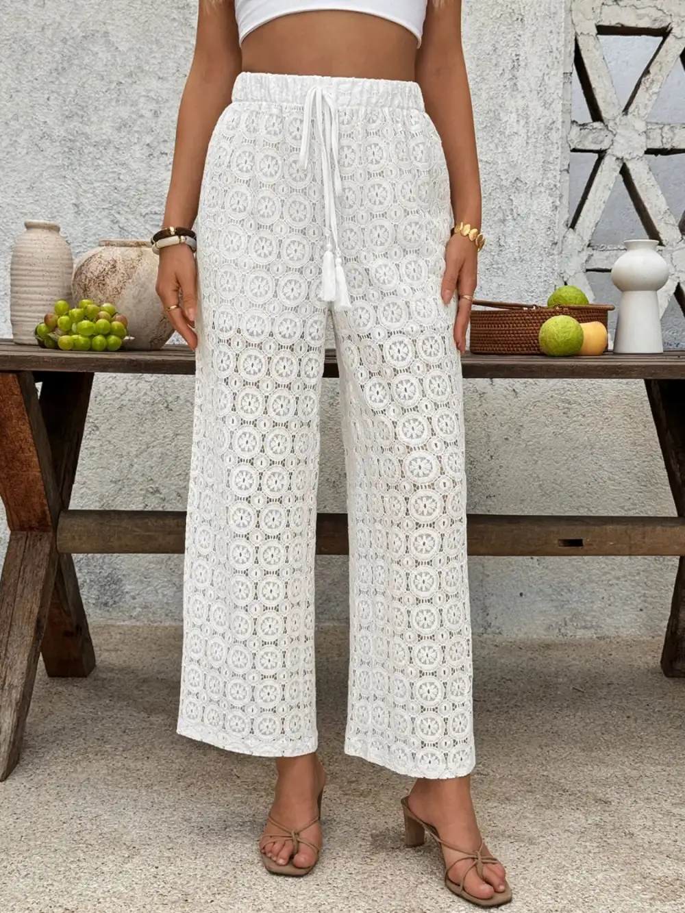 Relaxed Lace Wide Leg Pants