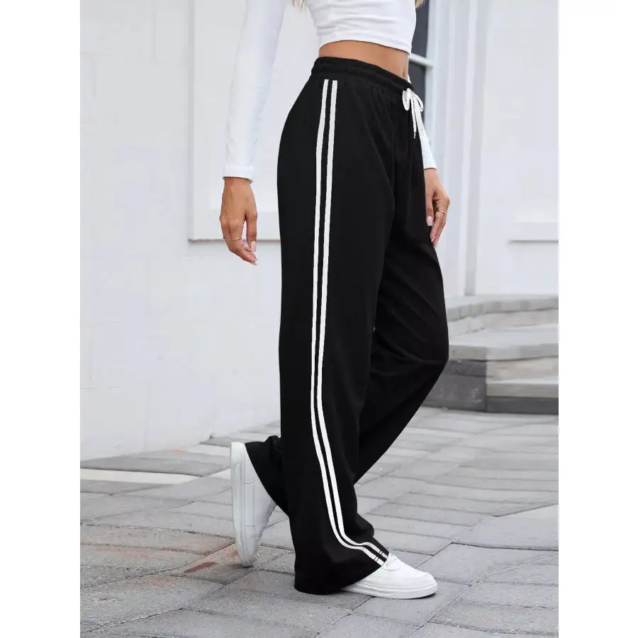 Side Striped Wide Leg Pants
