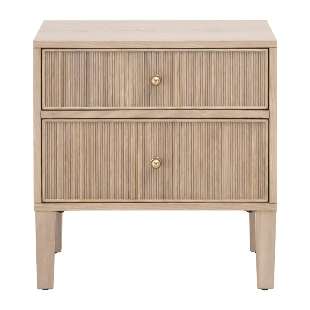 Textured Drawer Oak Nightstand