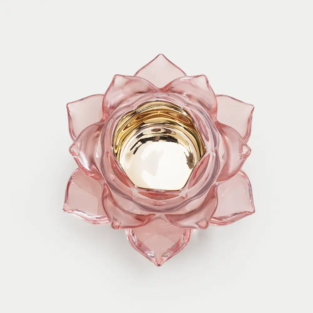 Light Pink Lotus Glass Tealight Holder
