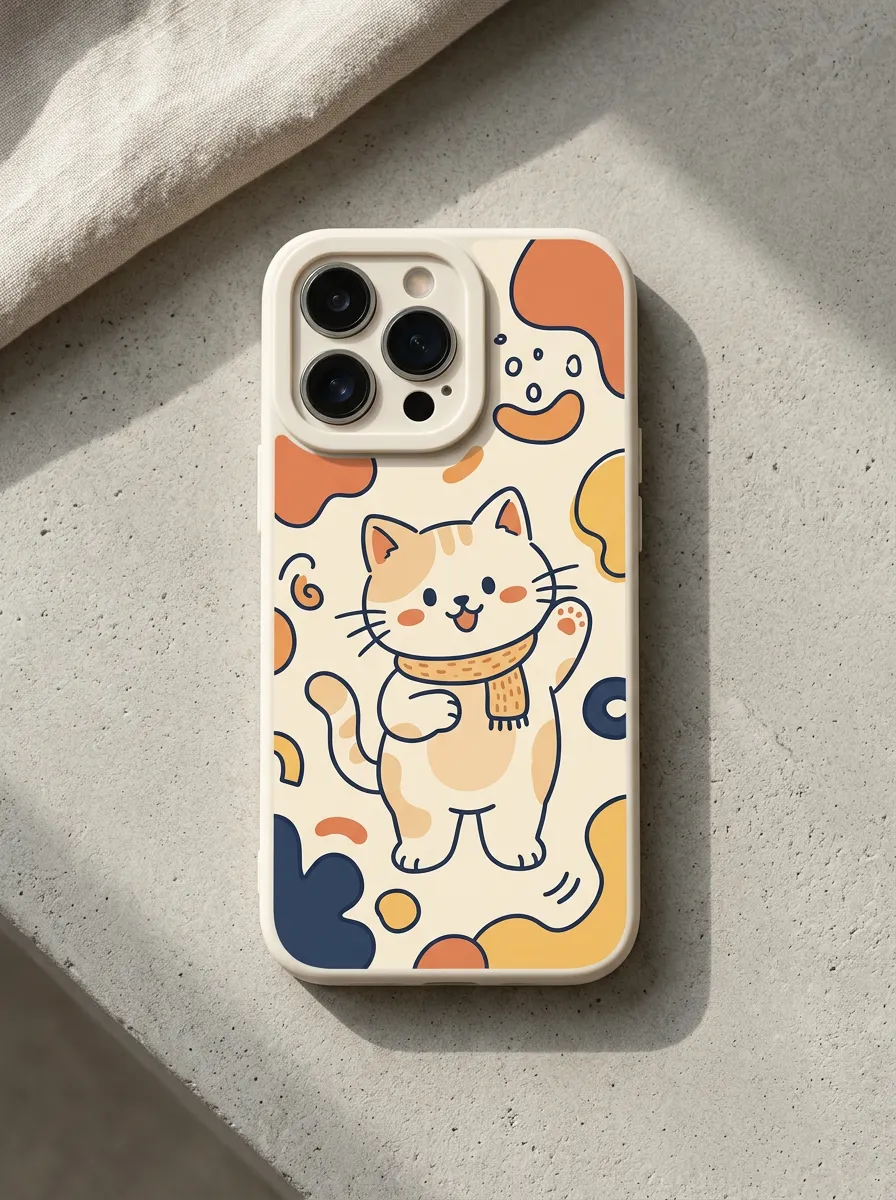 Women's Cat Lover Scarf Pattern Printed Phone Case