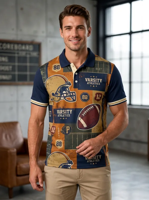 Men's Heritage Football Varsity Athletics Polo Shirt