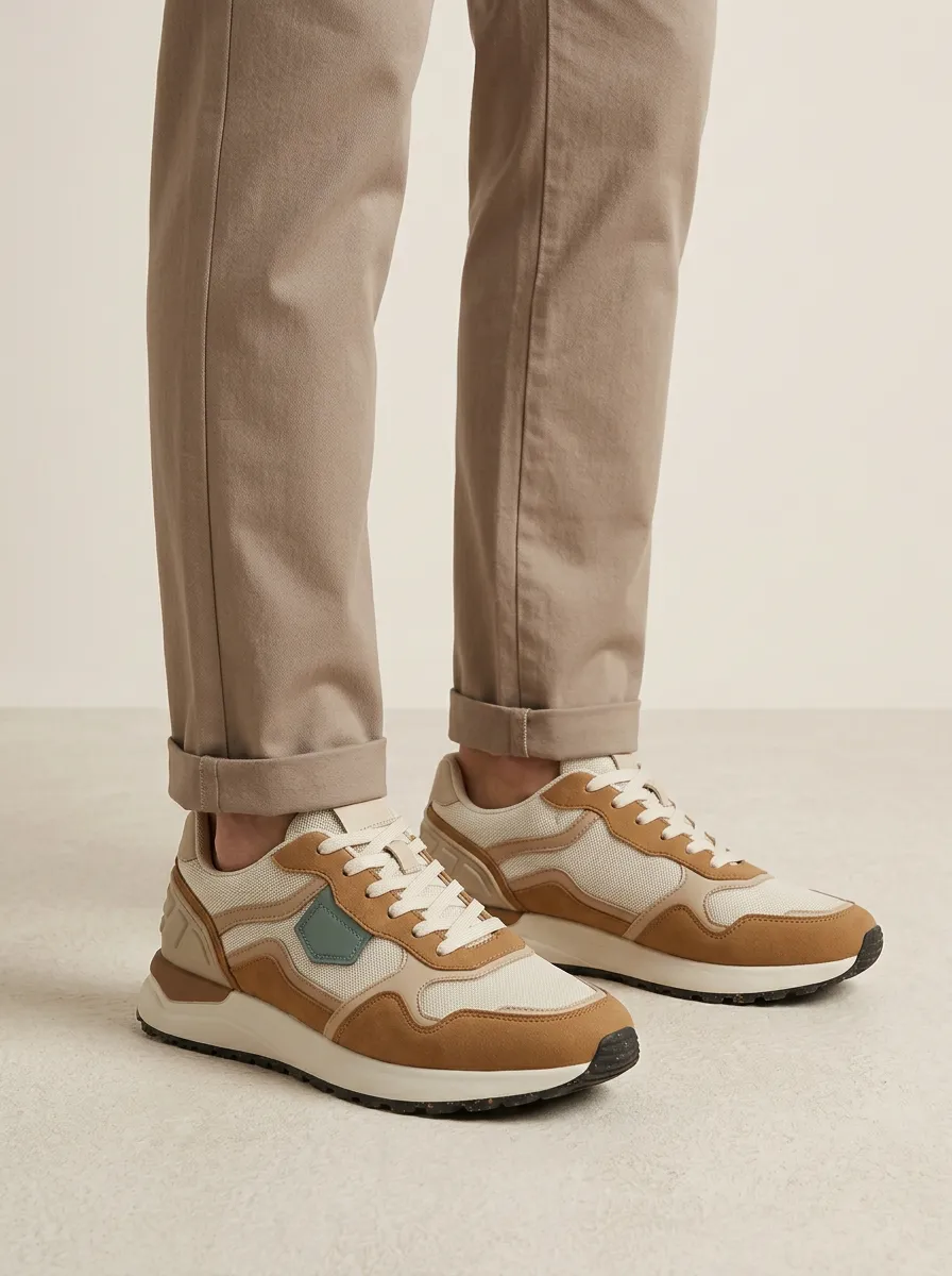 Men's Everyday Casual Colorblock Suede Mesh Print Sneakers