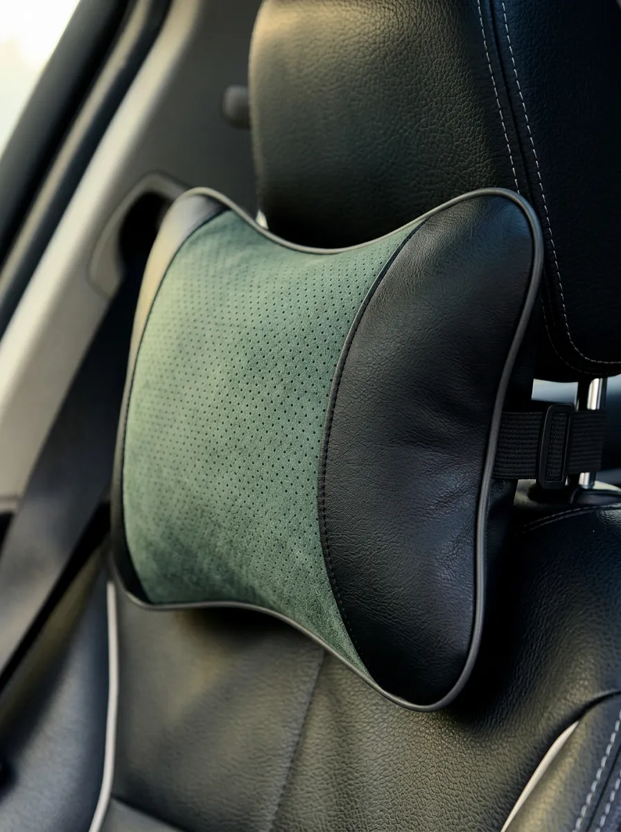 Perforated Leather-Texture Car Neck Support Pillow