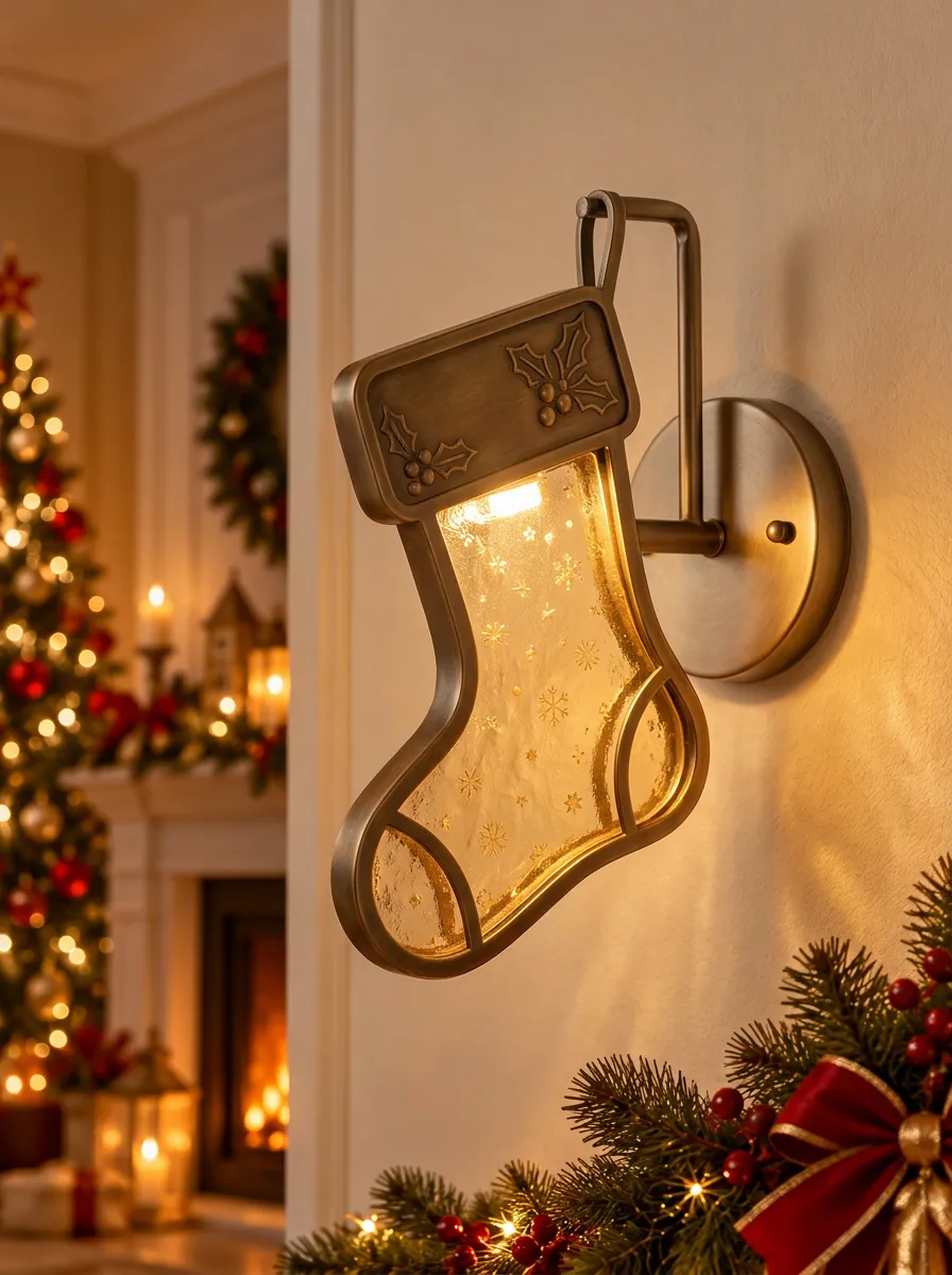 Classic Snowflake Stocking Christmas Wall Light