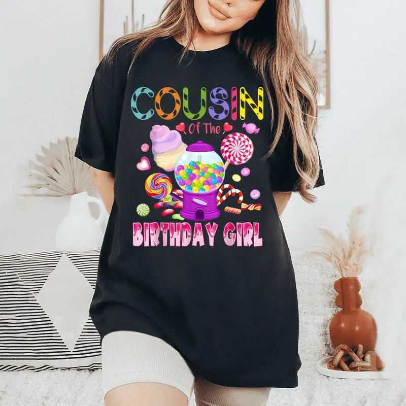 Cousin Of The Birthday Girl Candyland Candy Birthday Women's Oversized Comfort T-Shirt
