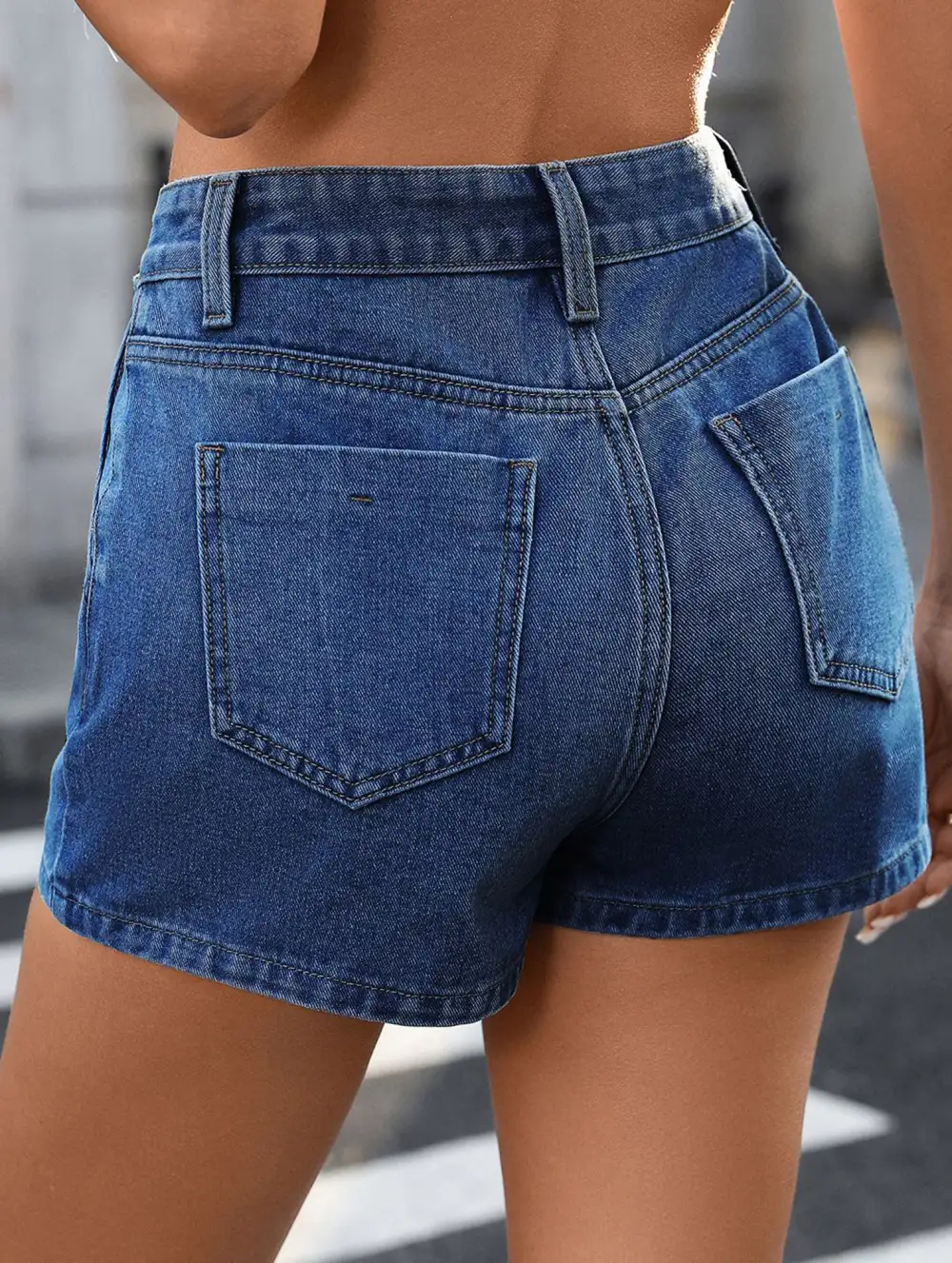 Denim Washed Button Front Mini Skirt