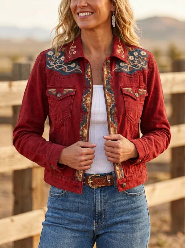 High Plains Floral Embroidered Pattern Women's Western Jacket