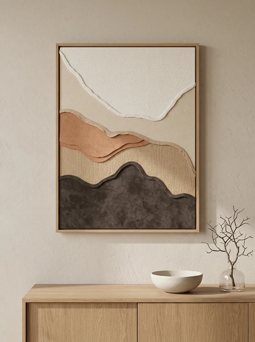 Artful Modern Minimalist Abstract Landscape Textured Printed Wall Art