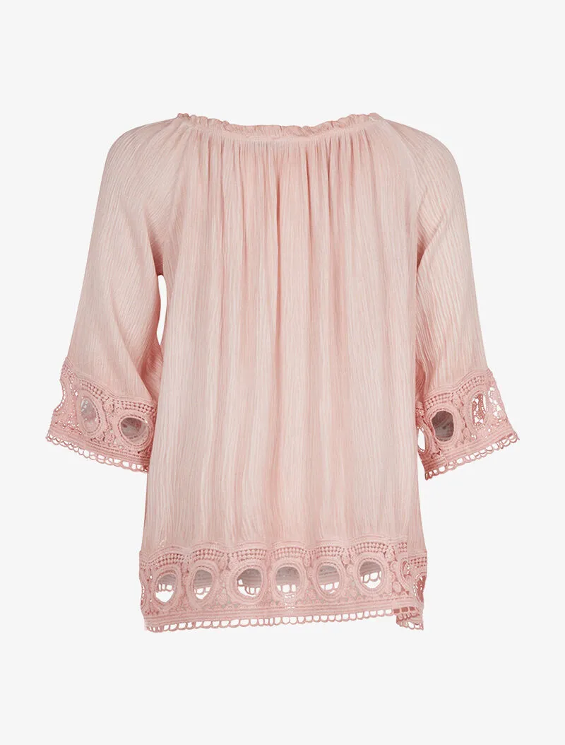 Modern Three Quarter Sleeve Relaxed Fit Blouse