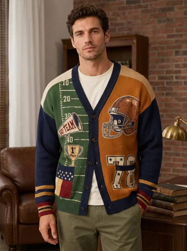 Men's Football Helmet Trophy Cardigan