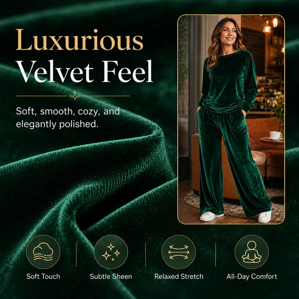Luxury Comfort You Can Wear Anywhere ✨Women's Velvet Top & Pants 2-Piece Set