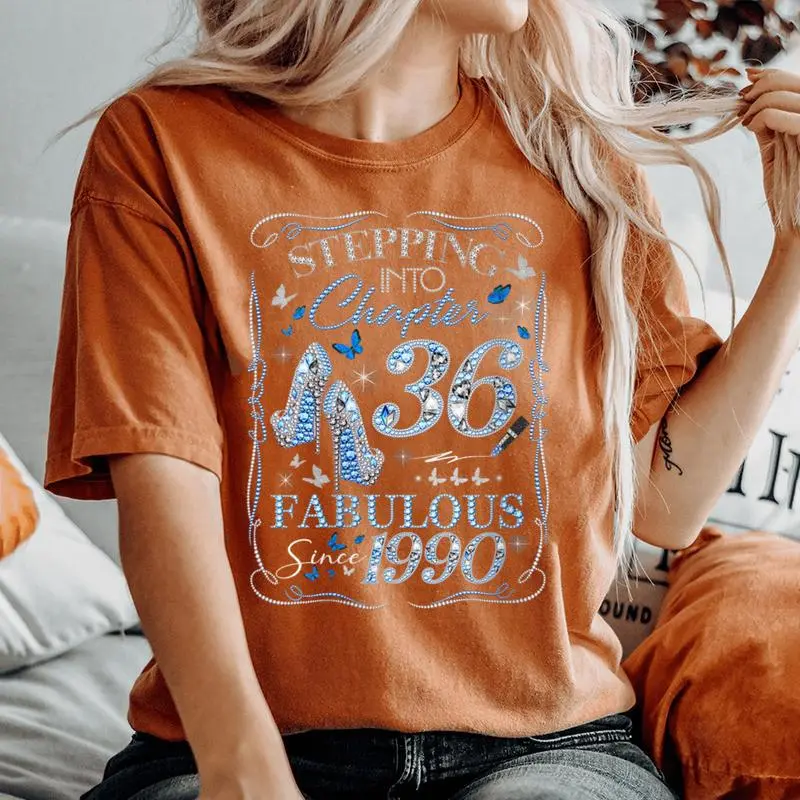 Stepping Into 36 Fabulous Since 1990 36th Birthday Women Women's Oversized Comfort Colors T-Shirt
