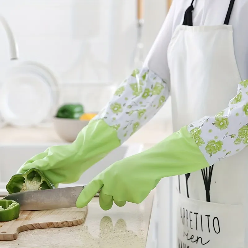 Floral Long Cleaning Gloves