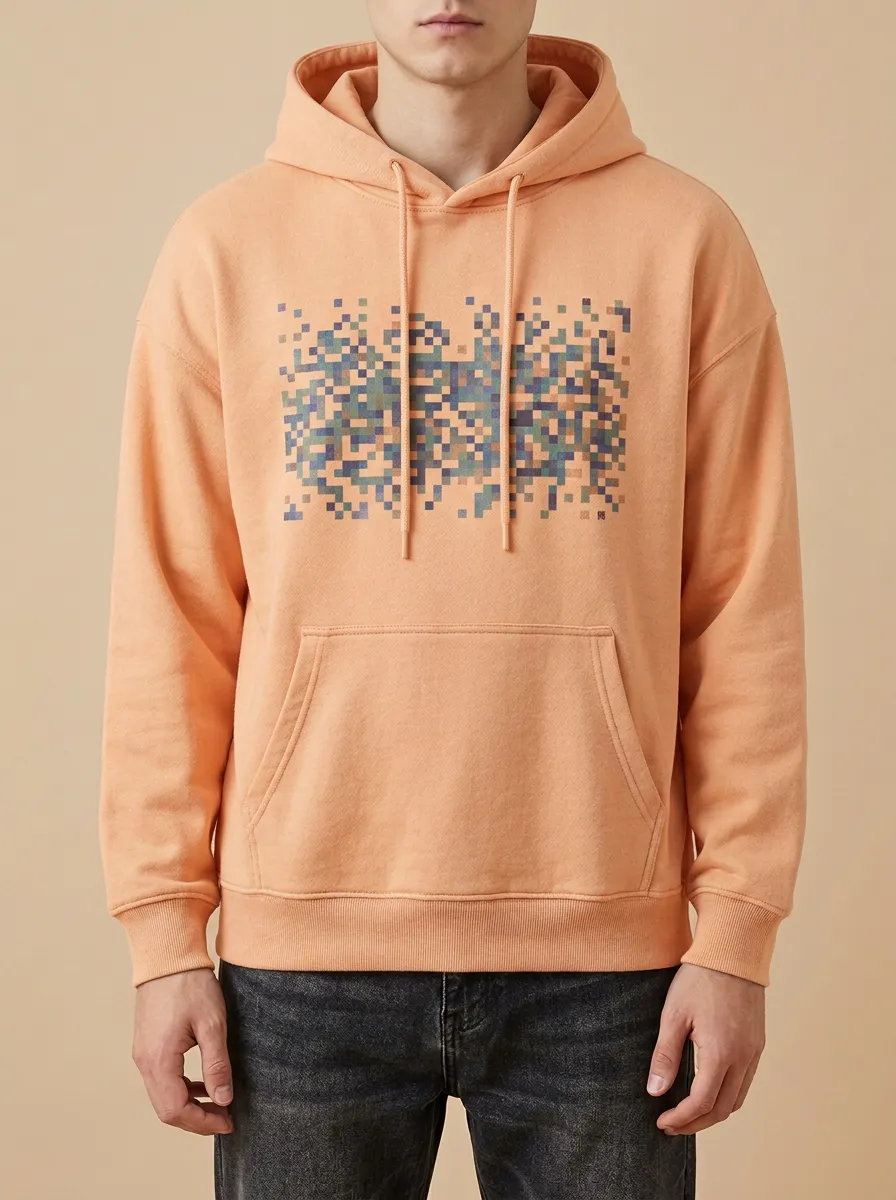Unisex Tech Geek Pixelated Glitch Print Hoodie