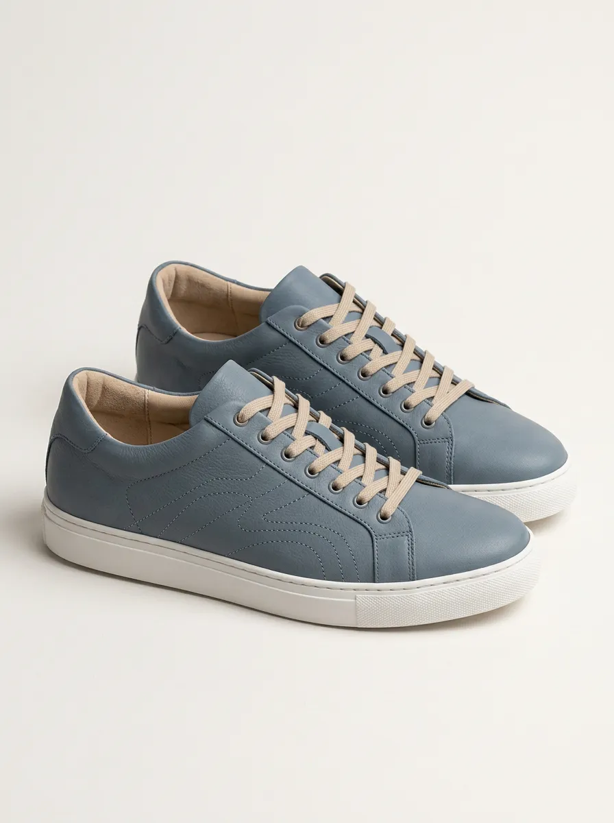 Men's Minimalist Leather Stitched Casual Sneakers