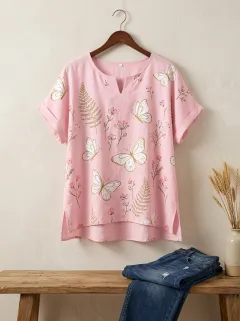 Butterfly Nature Women's Loose Printed T-Shirt