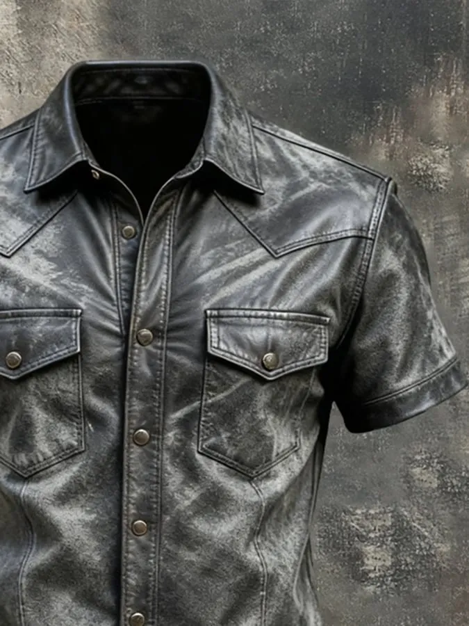 Men's Retro Pocket Short-Sleeve Shirt