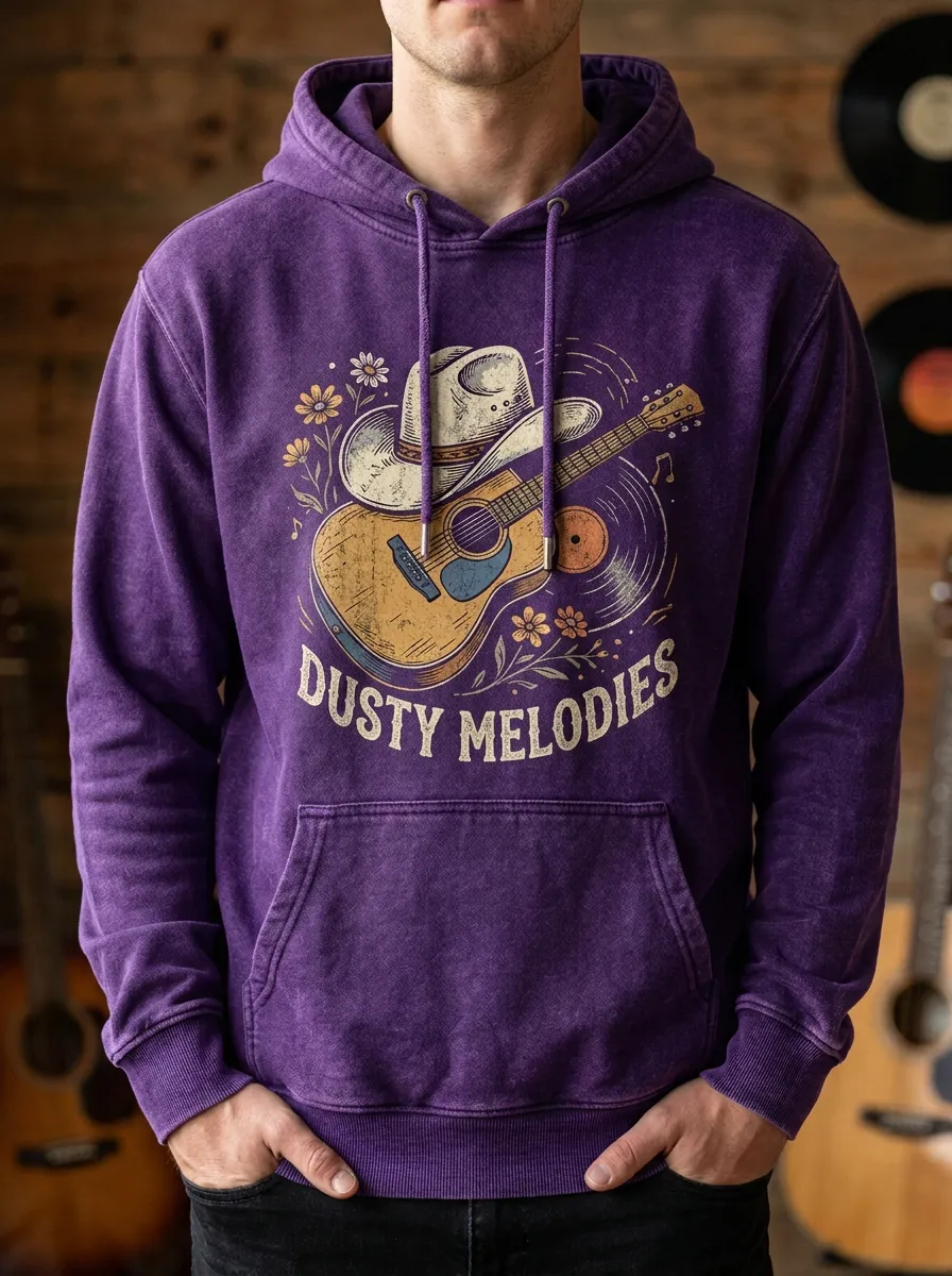 Western Guitar Unisex Country Music Printed Hoodie