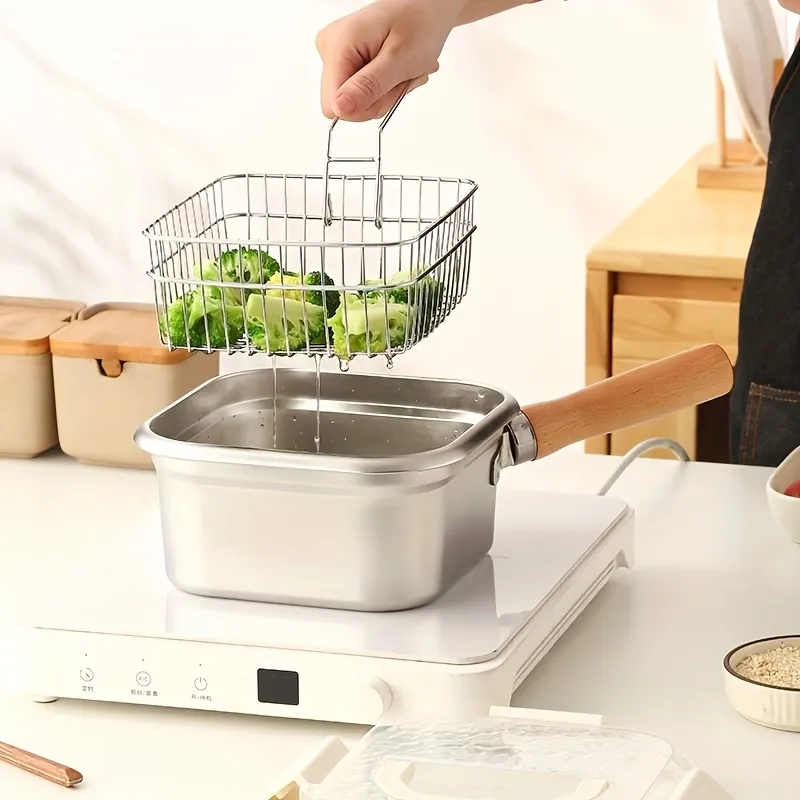 Square Frying Pot with Basket
