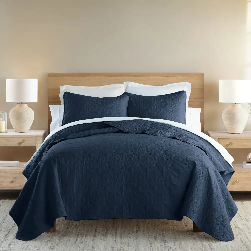 Damask Quilted Coverlet Set