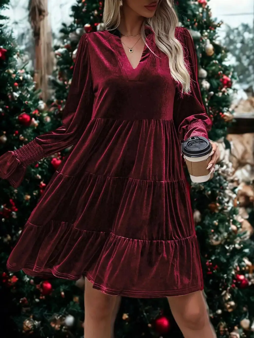 Velvet Tiered Mini Dress
