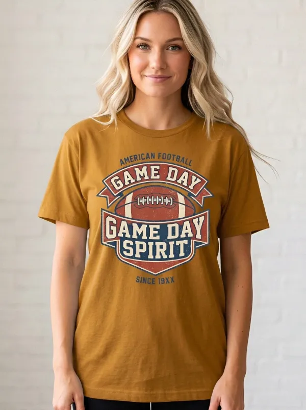 Women's American Football Fan Game Day Spirit Printed T-Shirt