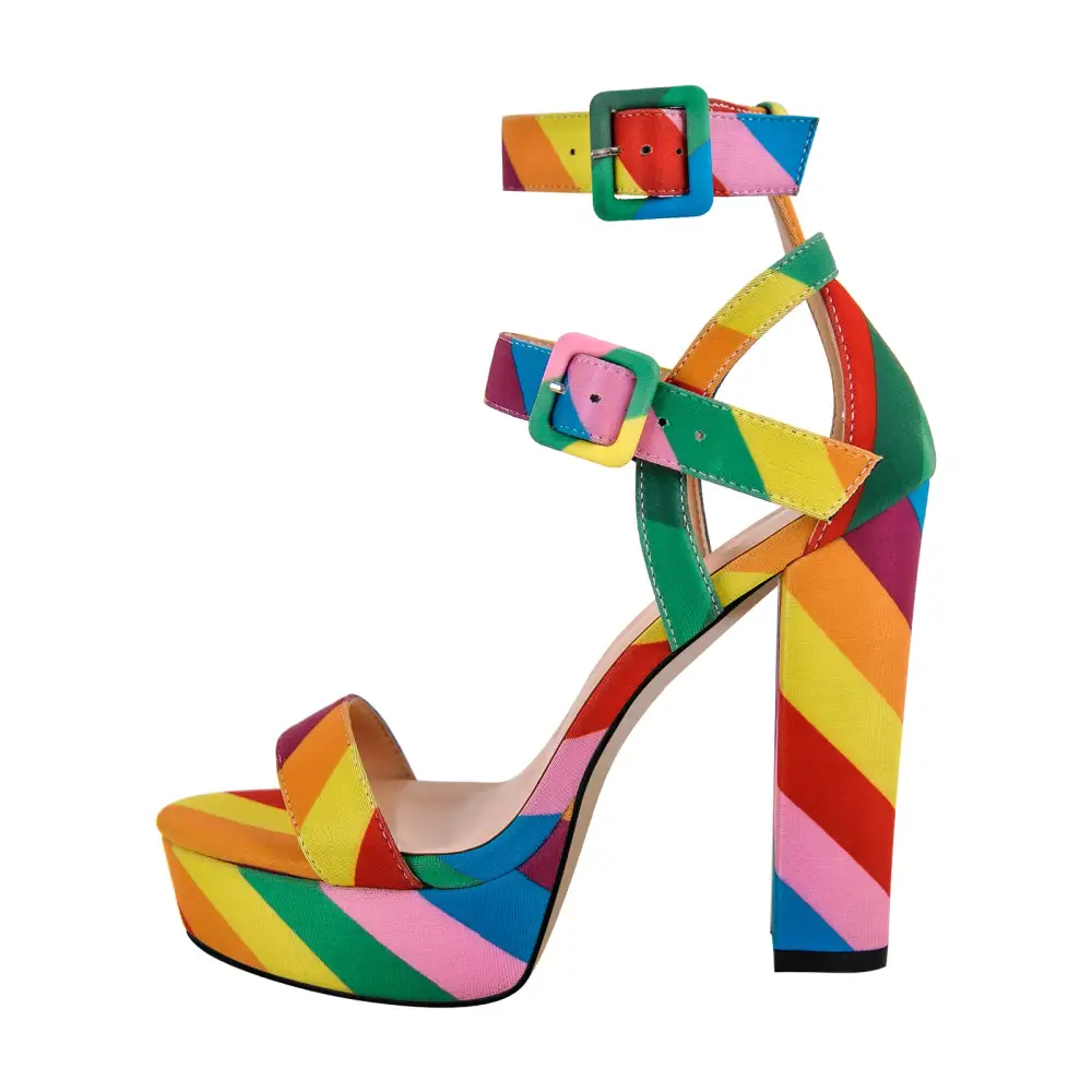 Buckle Strap Chunky Heel Sandals