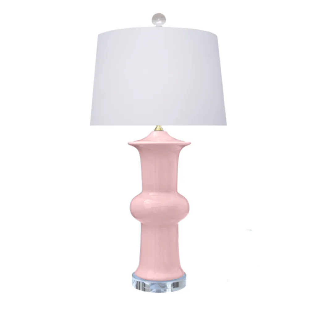 Hourglass Porcelain Drum-Shade Table Lamp