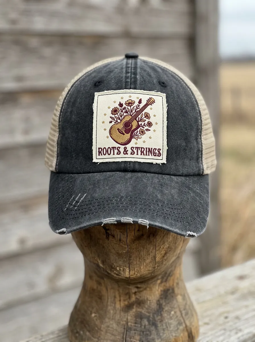 Guitar Floral Roots-Strings Country Music Baseball Cap