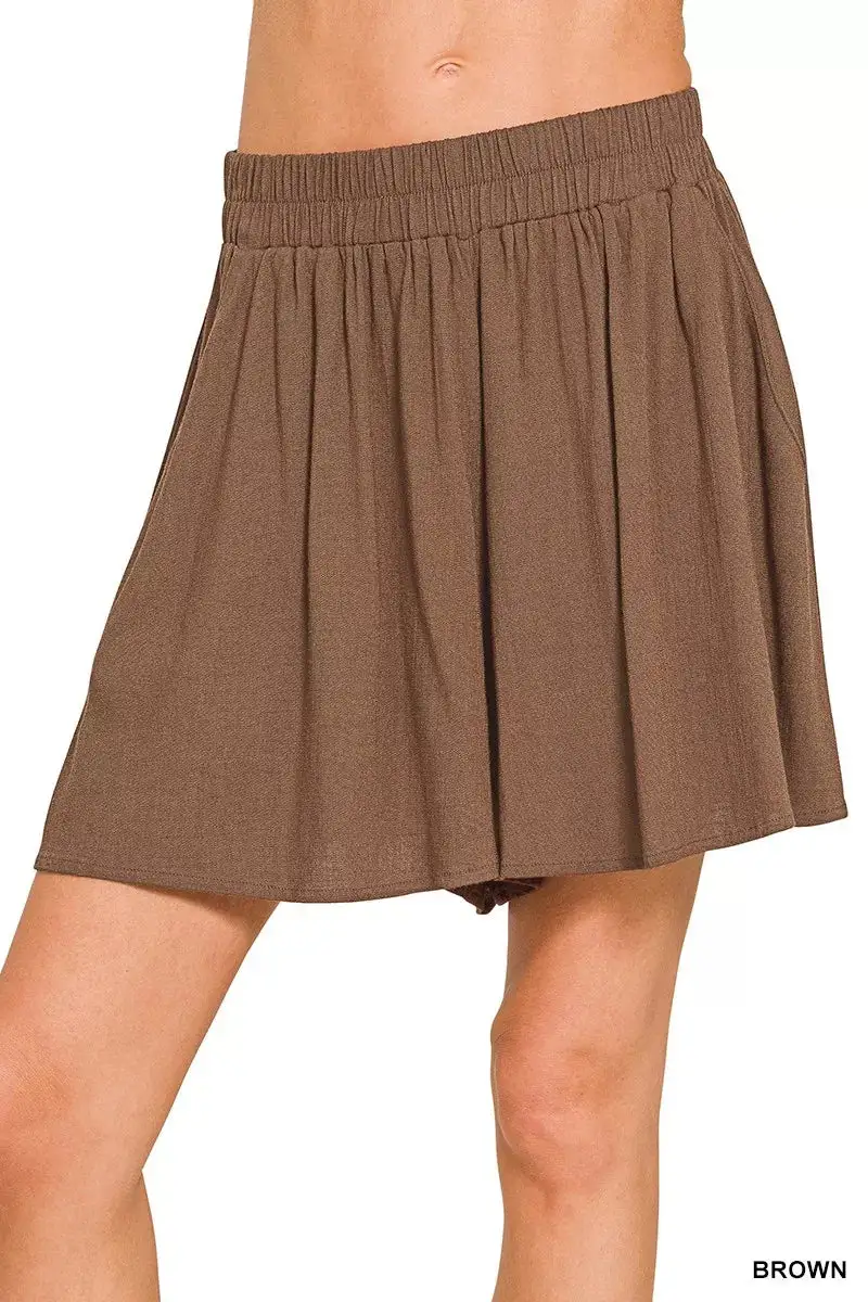 Boutique Elastic Waist Pocket Detail Shorts