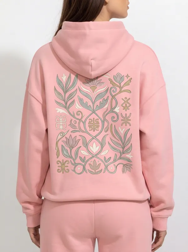 Women's Boho Floral Botanical Art Printed Hoodie