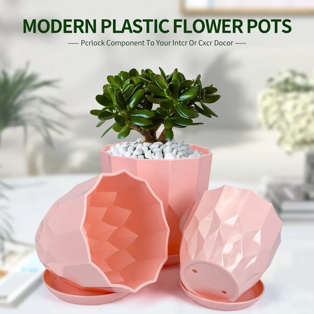 4-Piece Planter Set with Saucers