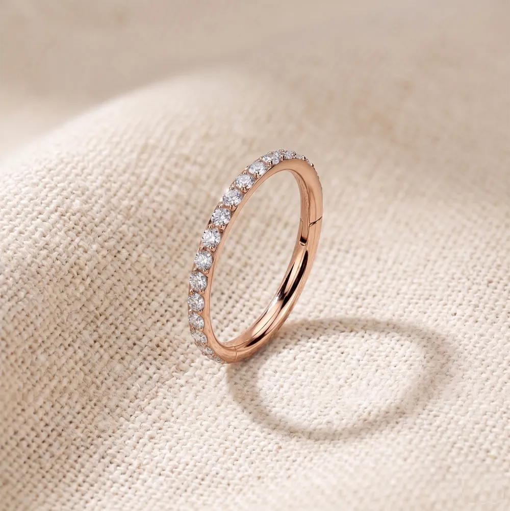 Surgical-Steel Crystal Hinged Hoop Ring
