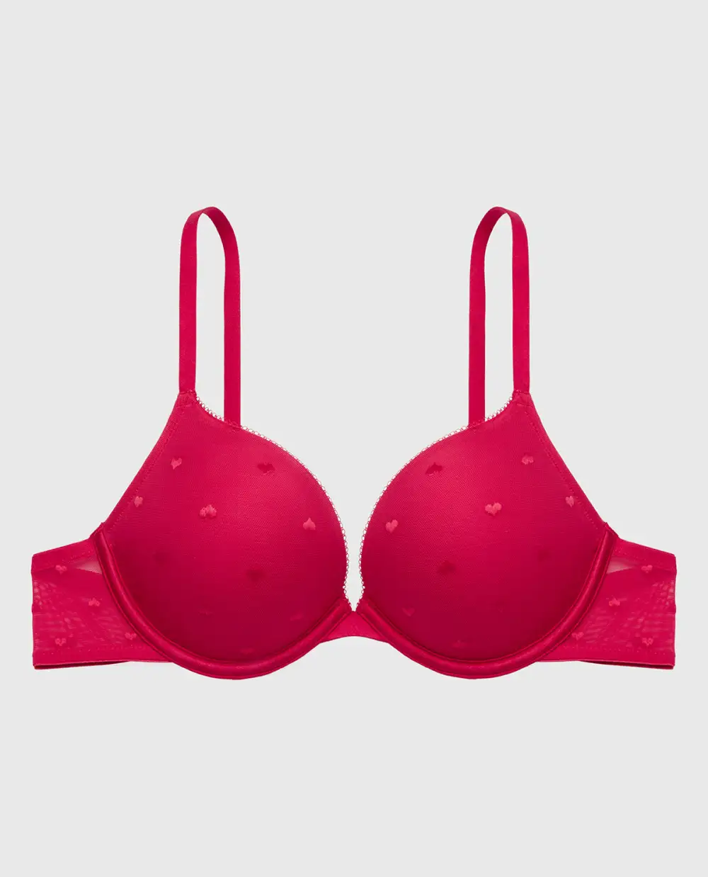 Delicate Up Cup Plunge Bra With Heart Mesh