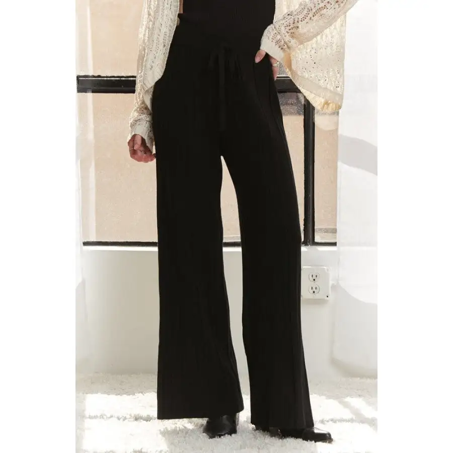 Tied Wide Leg Knit Pants