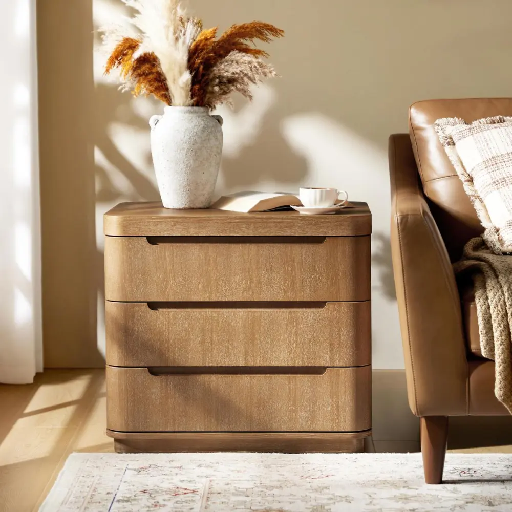Modern Rubber Wood Nightstand