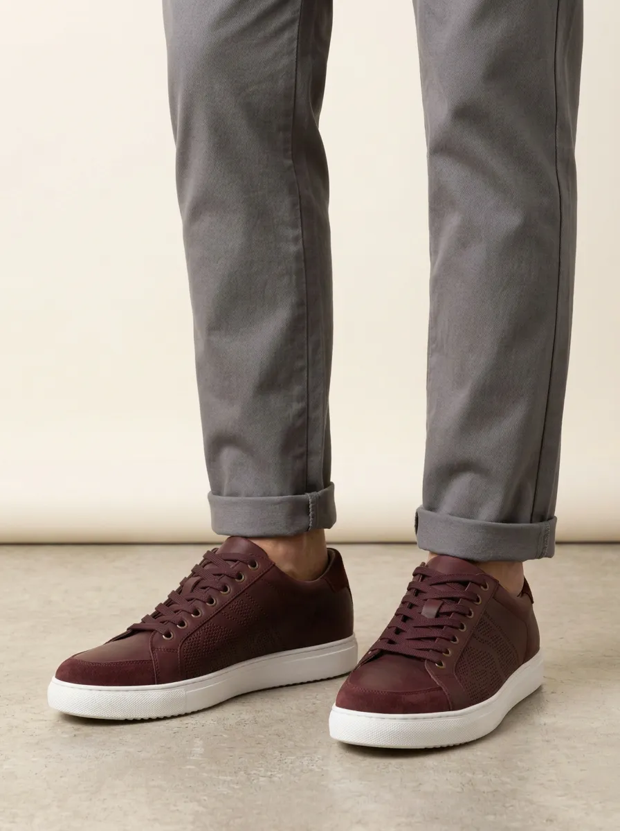 Men's Modern Perforated Leather Casual Sneakers