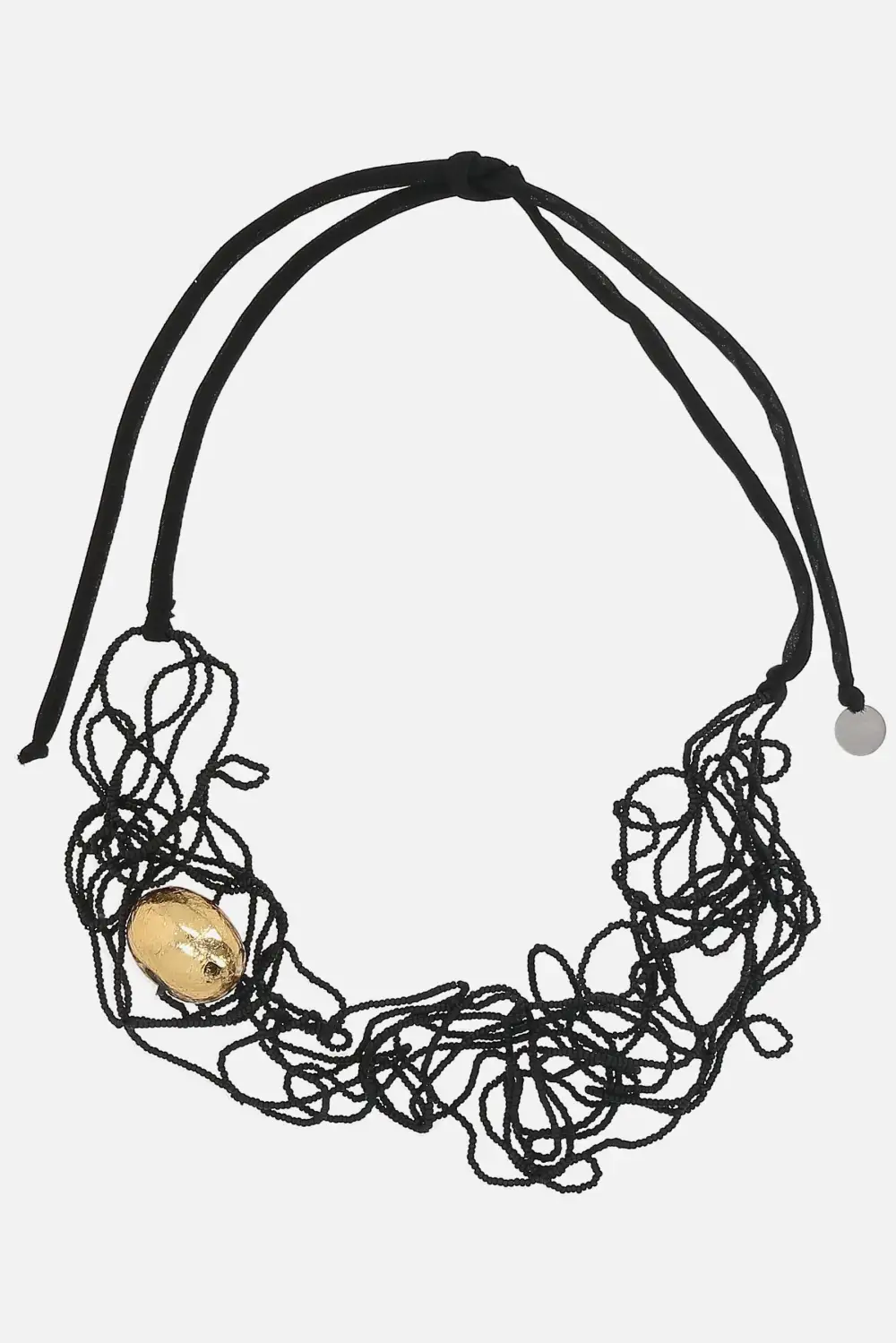 Beaded Resin Detail Gold Tone Necklace