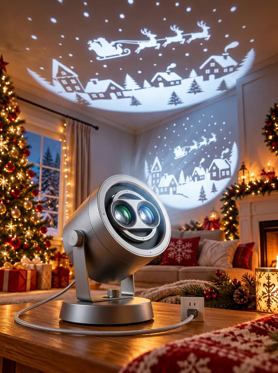 Santa Sleigh Village Christmas LED Light Projector