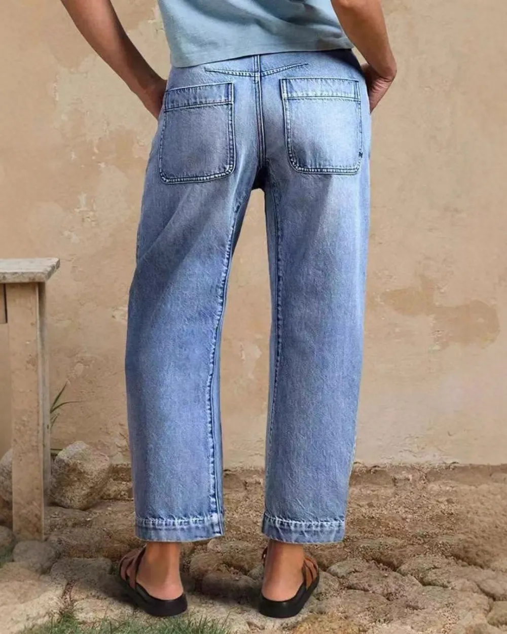 Relaxed Cropped Denim Pants