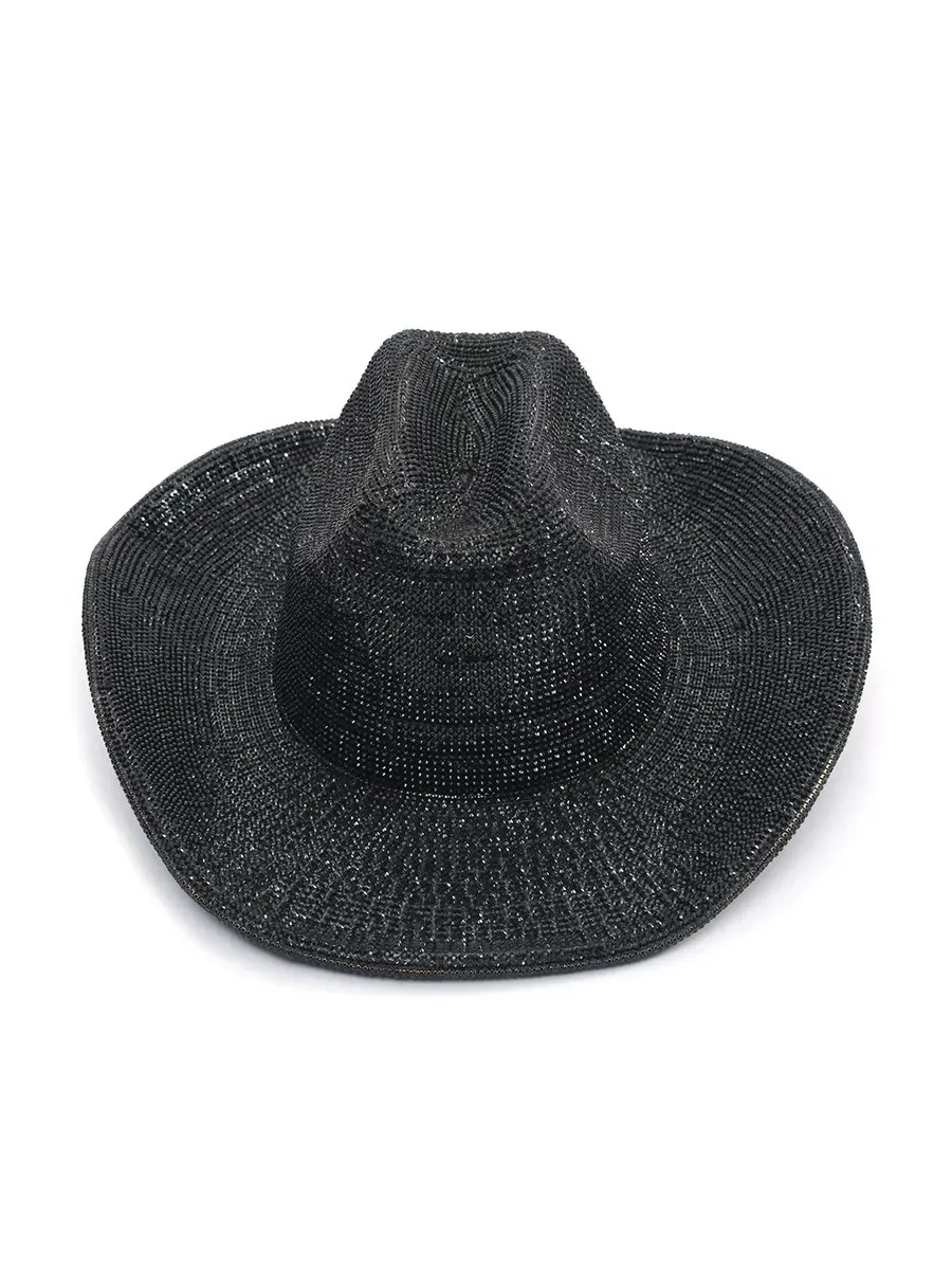 Keira Black Rhinestone-Embellished Fedora