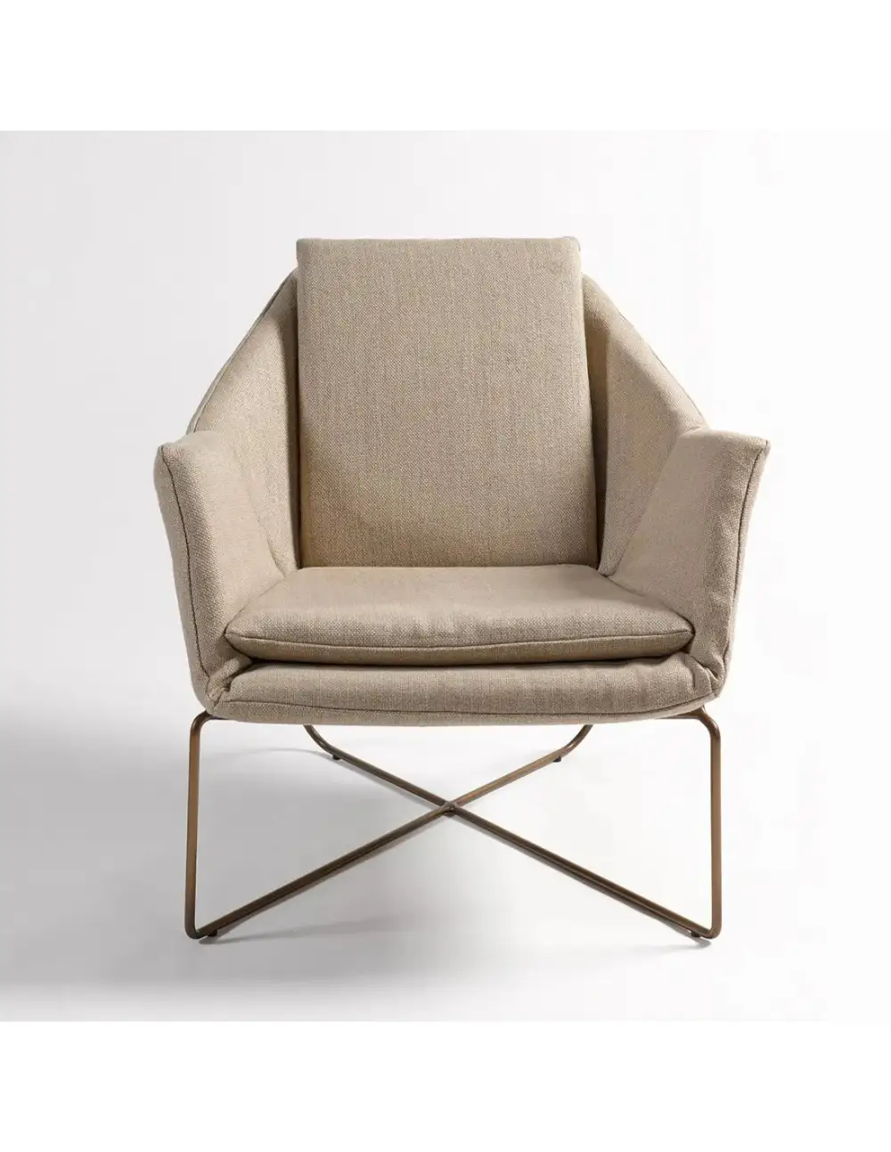 Linen Gold Metal Armchair