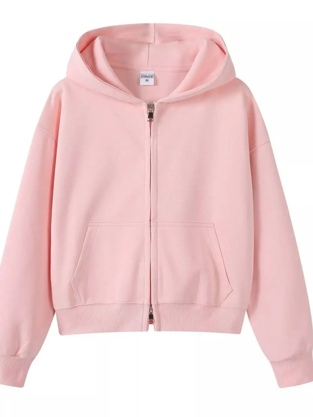 Zip-Detail Pocketed Long-Sleeve Hoodie