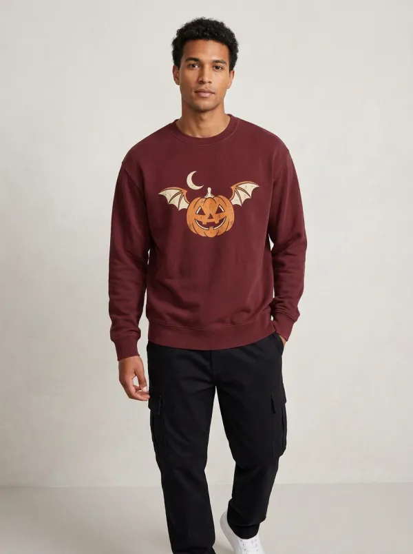 Men's Halloween Bat Pumpkin Moon Sweatshirt
