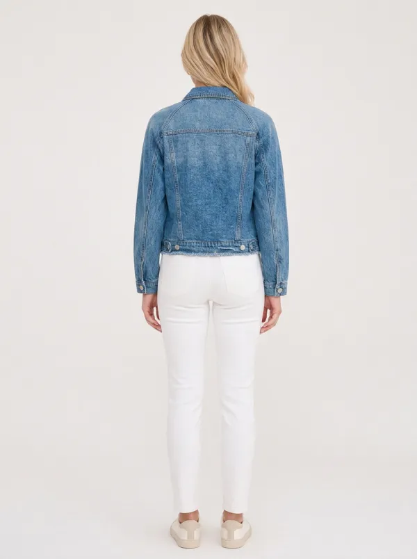 Women's Casual Fashion White Paint Splatter Printed Denim Jacket